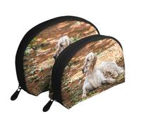 Setter Inglés Otoño Mascotas Perros Inglés, Bolsa de Maquillaje de Concha, Monedero pequeño para Mujer, Bolsa de artículos de tocador, Bolsa de cosméticos, 2 Piezas