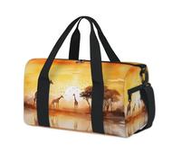 Setting Sun - Bolsa de lona deportiva con jirafa africana para niños, niñas, niños, mujeres y hombres, bolsa de viaje para fin de semana, bolsa de viaje informal para llevar al gimnasio