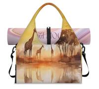 Setting Sun - Bolsa deportiva de jirafa africana con compartimento para zapatos, bolsa de fin de semana, bolsa de equipaje para gimnasio, yoga, viajes, color, L, Bolsa de viaje