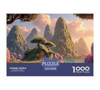 Setting Sun Shines on The Lake 1000 Piezas Cartón Rompecabezas Fairy Tale Landscape Imposible, Difícil Juego Creativo Puzzle para Niños Pequeños 52x38cm/1000pcs