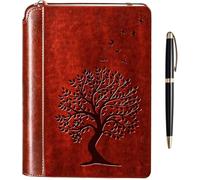 SETTINI® Juego de regalo de diario de árbol de la vida, cuero vegano de tapa dura, soporte único para bolígrafos, forrado, 192 páginas, A5, incluye bolígrafo para escribir y viajar, regalos del día de