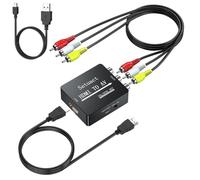 Setuact HDMI to AV Converter, HDMI to RCA Converter, Supports PAL/NTSC for Apple TV, Roku, Fire Stick, Blu-ray, DVD Player, Older TV, Projector, (with Male RCA and HDMI Cables)