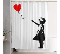 Setyserytu Cortinas de baño, Shower Curtain with Hooks Banksy Balloon Girl Home Curtains Decorative Bathroom Curtain
