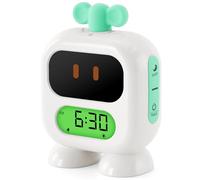 Seucasu - Despertador infantil educativo día noche, robot despertador, niño entrenador de sueño para niños con temporizador para niñas y niños (verde)