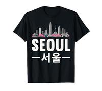 Seúl Corea del Sur Horizonte Retro Vintage Coreano Cityscape Camiseta