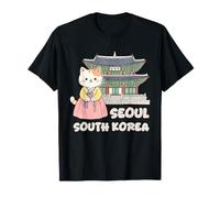 Seúl Corea del Sur Lindo Gato Hanbok Vestido Tradicional Coreano Camiseta