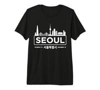 Seúl Corea del Sur Minimalista Horizonte Blanco Camiseta Premium