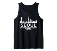 Seúl Corea del Sur Minimalista Horizonte Blanco Camiseta sin Mangas