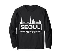 Seúl Corea del Sur Minimalista Horizonte Blanco Manga Larga