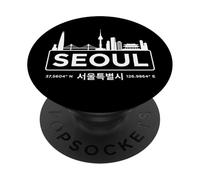Seúl Corea del Sur Minimalista Horizonte Blanco PopSockets PopGrip Adhesivo