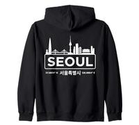 Seúl Corea del Sur Minimalista Horizonte Blanco Sudadera con Capucha