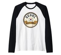 Seúl Corea del Sur Orgullo Nacional Identidad Bandera Coreana Asiática Camiseta Manga Raglan