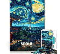 Seúl, Corea del Sur Rompecabezas Nocturno para Adultos de 1000 Piezas Juguete para ejercitar la Mente Ideal para Relajarse y armar Regalo artístico (38x26cm)