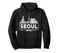 Seúl Paisaje Urbano Corea del Sur Horizonte Retro Coreano Vintage Sudadera con Capucha