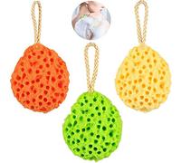 Seully Esponja De Baño, Algodón De Baño De Nido De Abeja/Masaje Exfoliante/Esponjas Bola De Baño, Amarillo, Verde, Naranja - 3 Piezas