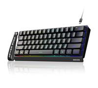 SEUNKWANG EWEADN F61 - Teclado para juegos con cable al 60 %, membrana retroiluminada RGB con teclas PBT, diseño compacto, teclado con cable para Mac/Win-Black