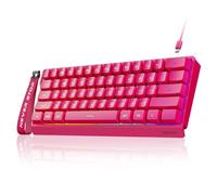 SEUNKWANG EWEADN F61 - Teclado para juegos con cable al 60%, teclado para juegos de membrana retroiluminada RGB con teclas PBT, diseño compacto, teclado con cable con cordón para Mac/Win-Red