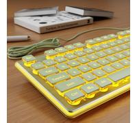SEUNKWANG EWEADN GX710S - Teclados de computadora retroiluminados, teclado USB con cable con retroiluminación cálida, panel de metal, Plug and Play, teclas de pudín, teclado de computadora de tamaño