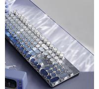 SEUNKWANG EWEADN - Teclado mecánico inalámbrico para máquina de escribir, 104 teclas, color degradado, con retroiluminación blanca, antifantasma, interruptor azul Bluetooth/2.4 GHz/lindo teclado con