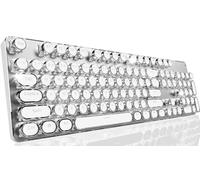 SEUNKWANG EWEADN TK950 - Teclado mecánico inalámbrico para máquina de escribir, 104 teclas, con retroiluminación blanca, antifantasma, interruptor azul Bluetooth/2.4 GHz/teclados con cable, color