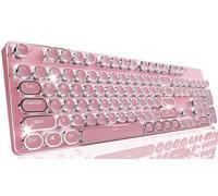 SEUNKWANG EWEADN TK950 - Teclado mecánico inalámbrico para máquina de escribir, 104 teclas, con retroiluminación blanca, antifantasma, interruptor azul Bluetooth/2.4 GHz/teclados con cable, color rosa