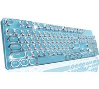 SEUNKWANG EWEADN TK950 - Teclado mecánico inalámbrico para máquina de escribir, 104 teclas, con retroiluminación blanca, antifantasma, interruptor azul Bluetooth/2.4 GHz/teclados con cable, azul