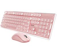 SEUNKWANG EWEADN V3 Teclado y mouse inalámbricos con retroiluminación única, panel de metal, Bluetooth/2.4G recargable teclado y mouse combinado silencioso iluminado tamaño completo lindo teclados