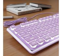SEUNKWANG EWEADN V3 - Teclados de computadora retroiluminados, teclado USB con cable con retroiluminación blanca, panel de metal, Plug and Play, teclas de pudín, teclado de computadora de tamaño