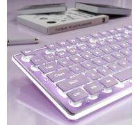 SEUNKWANG EWEADN V3 - Teclados de computadora retroiluminados, teclado USB con cable con retroiluminación blanca, panel de metal, Plug and Play, teclas de pudín, teclado de computadora de tamaño