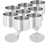SEUNMUK 10 anillos redondos de acero inoxidable para tartas, 7,5 x 5,5 cm, anillos de postre con prensa de alimentos y espátula para bollos, pasteles de queso, postres, huevos de cocina