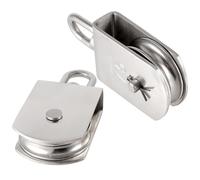 SEUNMUK - Juego de 2 poleas de elevaci n M75 de acero inoxidable 304, resistentes, giratorias, de una sola rueda, para cuerdas y aparejos, capaci