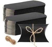 SEUNMUK Paquete de 150 cajas de almohada grandes de 5 x 3.5 pulgadas, caja de almohada kraft con cordel de yute, caja de almohada para fiesta, boda,cumpleaños, Halloween