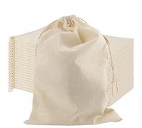 SEUNMUK Paquete de 20 Bolsitas de Muselina de Algodón de 8x12 pulgadas, Saquitos de Cordón de Muselina de Algodón, Blanco Roto