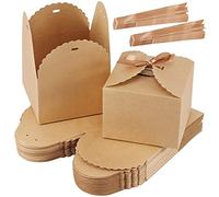 SEUNMUK Paquete de 30 cajas de regalo marrones, elegantes cajas de regalo de papel kraft con 30 cintas para fiestas de cumpleaños, bodas, bodas