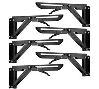 SEUNMUK Paquete de 6 soportes plegables de 9 pulgadas, soportes plegables resistentes, soporte negro con bisagras para cocina, baño, estanterías, carga máxima de 132 libras
