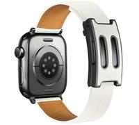 SEURE Correa de piel para Apple Watch en forma de B, cierre magnético doble, elegante, compatible con 42 mm, 41 mm, 40 mm, 38 mm, 44 mm, 45 mm, 46 mm, correa de repuesto de auténtico, Series 10-1 y SE