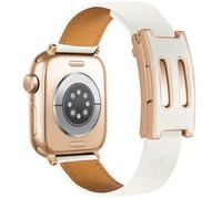 SEURE Correa de piel para Apple Watch en forma de B, cierre magnético doble, elegante, compatible con 42 mm, 41 mm, 40 mm, 38 mm, 44 mm, 45 mm, 46 mm, correa de repuesto de auténtico, Series 10-1 y SE