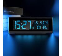 Seutgjie LED Despertador Digital, Reloj de Mesa Digital VA Pantalla con Luz RGB Segundos Fecha Semana Temperatura Humedad Española Función DST Doble Alarma Modo Snooze Formato para Dormitorio Oficina
