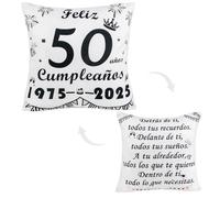 Seutgjie Regalos 50 Cumpleaños 1975-2025 Funda de Cojín para 50 Años Mujer Hombre para Hermana Amigos Esposa Esposo Mamá Papá Tía Abuela Abuelo Tío Colegas