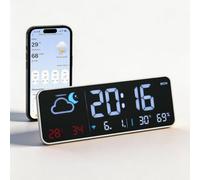 Seutgjie Reloj Digital WiFi con Meteorología Reloj de Mesa y Pared Blanco
