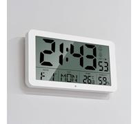 Seutgjie Seugjie Reloj Digital Pared de 9 Pulgadas con Segundos Fecha Semana Temperatura Humedad Pantalla Función DST Doble Alarma Modo Snooze Formato 12/24 Horas