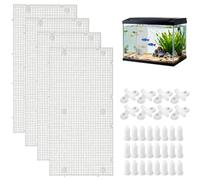 Seutmrou 4 Piezas Separador para Acuario con 8 Clips de Ventosas y 24 Soportes, 30x15cm Divisor de Acuario Separe Diferentes Peces para Filtración DIY y Protección del Fondo en Aquascaping
