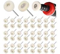 Seutmrou 50 Piezas Ruedas de Pulir kit de Lana, 25mm Ruedas de Pulido de Lana con Vástago de 1/8", Accesorios de Pulido para Herramientas Rotativas para Metal Metales Vidrio Joyería Joyas Relojes