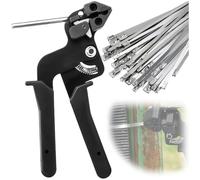 Seutmrou Pistola de Amarre de Cable, Contiene 100 Piezas Bridas de Acero Inoxidable, Alicates for Bridas de Cables, Cables de Acero Inoxidable Herramienta para Bloquear y Cortar las Ataduras