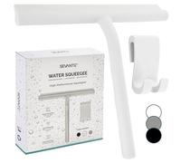 SEVANTE Limpiacristales de ducha de 21 cm - Silicona - Accesorios de baño - Extractor de ducha con soporte - Flota para ducha, vidrio y espejo - Extractor de cabina de ducha - Blanco