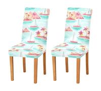 Sevdomey 2 fundas elásticas para sillas de comedor con palmeras tropicales, fundas elásticas lavables con patrones navideños para cocina, sala de estar, decoración de bodas y fiestas