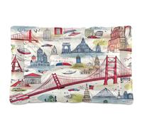 Sevdomey American Landmarks - Cama para mascotas, cama para perro, gato, cama de perrera, colchón, lavable, suave, cómoda, con parte inferior antideslizante para perros pequeños, medianos y grandes