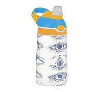 Sevdomey Blue Eyes - Botella de agua para niños y niñas, con pajilla, de acero inoxidable, aislada, a prueba de fugas, 480 ml, para escuela, guardería, viajes, deportes