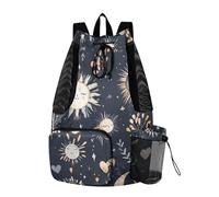 Sevdomey Boho Moon and Sun - Mochila ligera con cordón para gimnasio, bolsa húmeda y seca, natación, playa, viajes, deportes