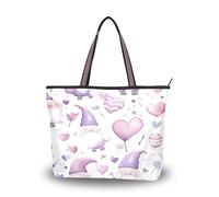 Sevdomey Bolsa de lona de gran capacidad para mujer, con cremallera, diseño de gnomos de acuarela para el trabajo, viajes y compras, Gnomos de acuarela, 45 x 33 x 13cm